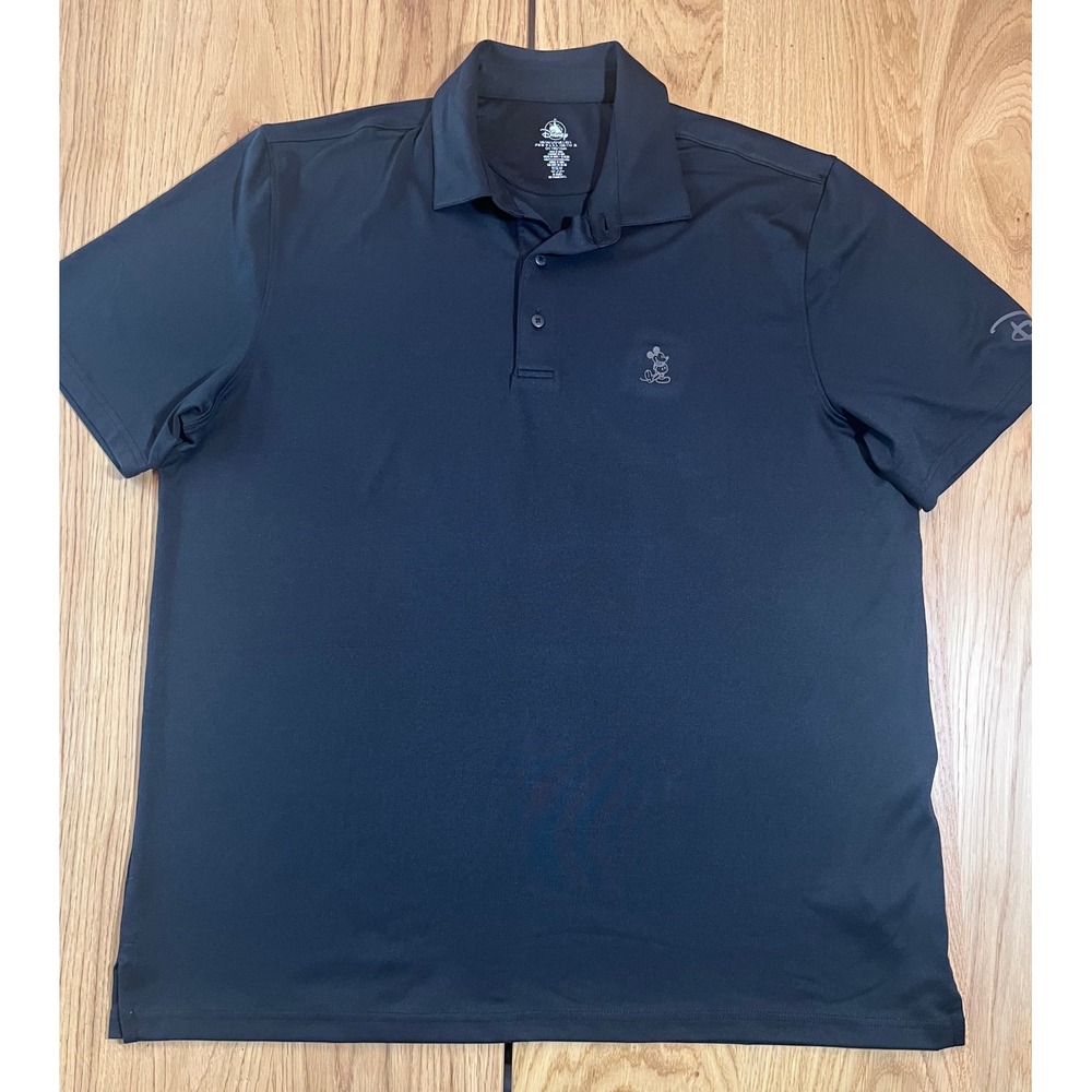 Disney Mickey Mouse Polo Shirt Mens Large Black Performance Gorpcore Style